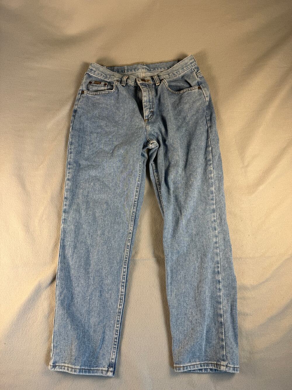 Vintage Lee Riders Jeans Womens 12P Blue Straight High Waisted Light Wash Denim